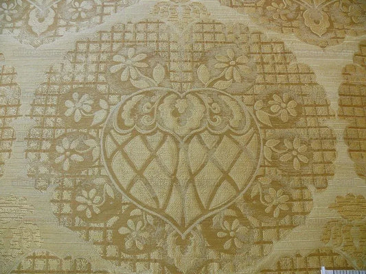 100% SILK LAMPAS AGED METAL LARGE MEDALLION "ECRU"