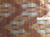 100% Silk Lampas Ikat Wave "cocoa" Brown Silver Gold MSRP USD 268/y