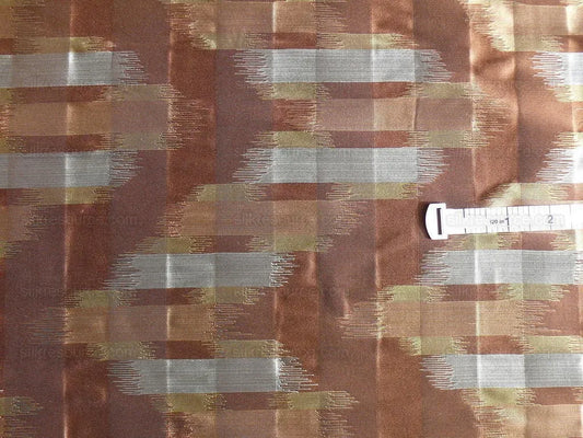 100% SILK LAMPAS IKAT WAVE "COCOA" BROWN