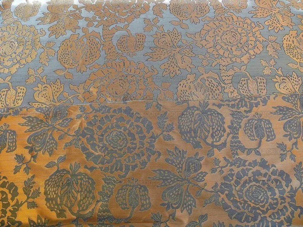 100% SILK LAMPAS PAPERCUT TREE OF LIFE POM "BIJOU BLUE"