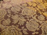 100% Silk Lampas Papercut Tree Of Life Pomegranate "viola" Violet Brown