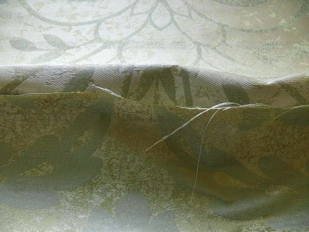 BY Yard 100% Silk Damask Large Stone Paisley "willow" Green Mid Century