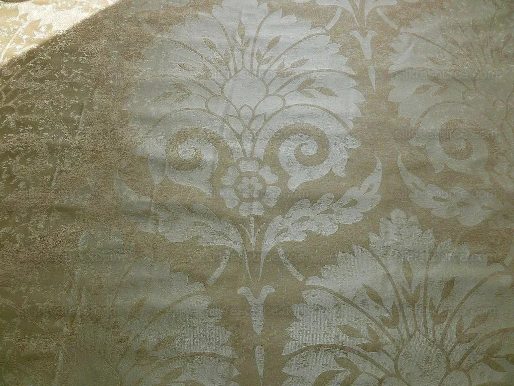 100% SILK DAMASK LARGE STONE PAISLEY "BLOND" KHAKI BTY