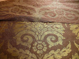 BY Yard 100% Silk Damask Large Stone Paisley "java" Brown Mid Century