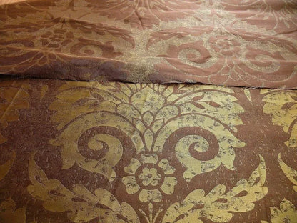 100% SILK DAMASK LARGE STONE PAISLEY "JAVA" BROWN BTY