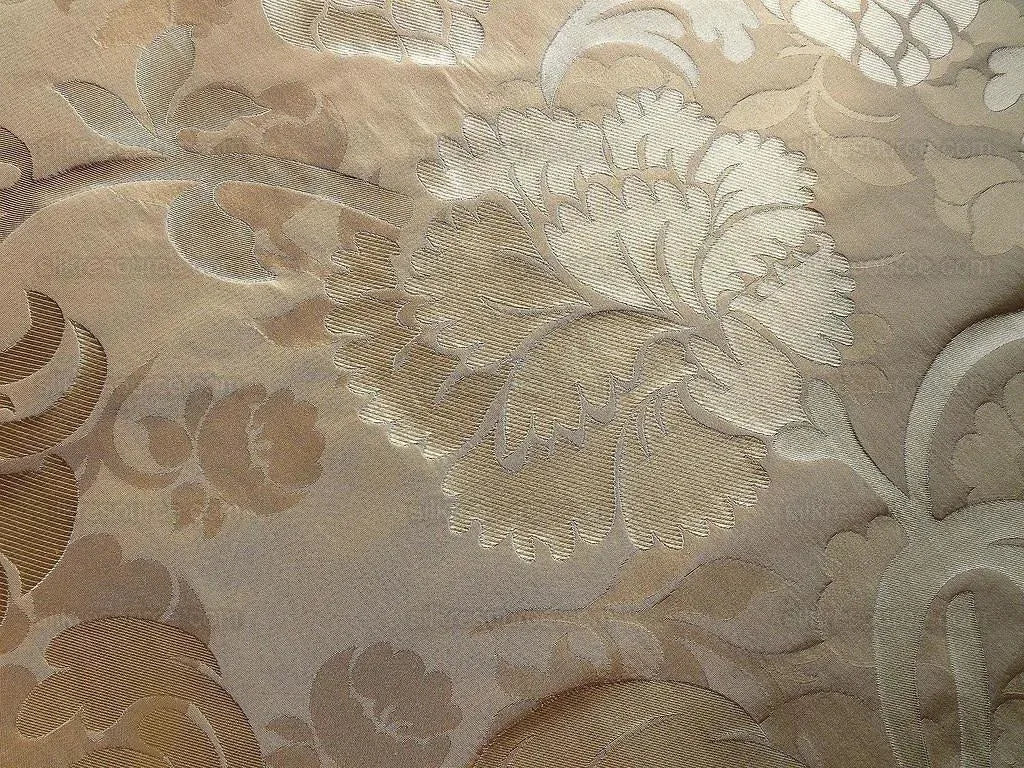 100% SILK LAMPAS CARNATION CREWEL "EGGSHELL" KHAKI