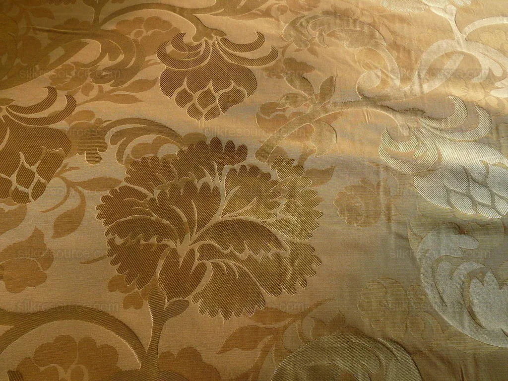100% SILK LAMPAS CARNATION CREWEL "FLAXEN" TAN