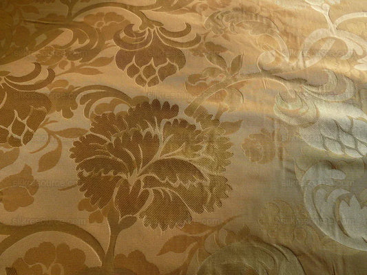 100% SILK LAMPAS CARNATION CREWEL "FLAXEN" TAN
