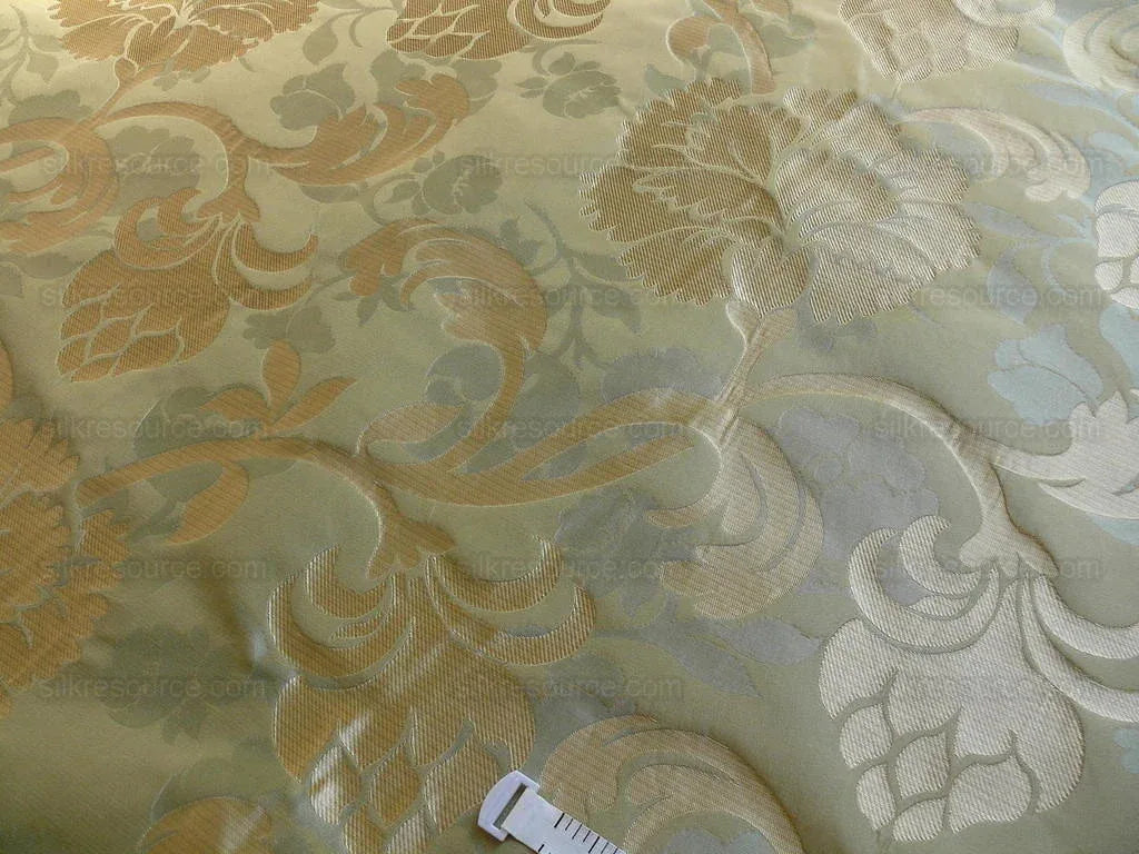 100% SILK LAMPAS CARNATION CREWEL "WATER BLUE"