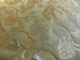 High End 100% Silk Lampas Carnation Crewel "water Blue" Gold Aqua Reversible Layered