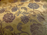 100% Silk Lampas Carnation Crewel "shimmer" Gold Beige Reversible Layered