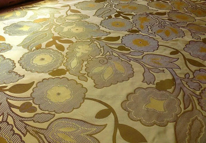 100% SILK LAMPAS LARGE ART DECO FLOWER VINE "GOLDEN" GOLD