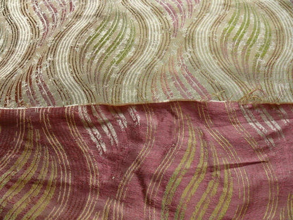 100% SILK LAMPAS CURVY MODERN RIVER "CANDY" PINK