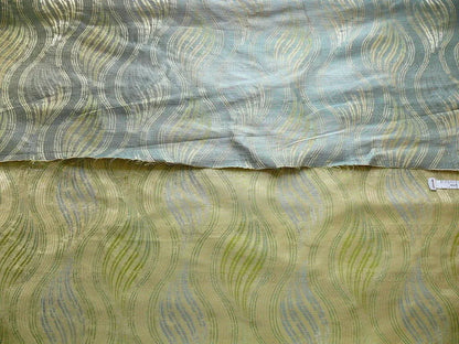 100% SILK LAMPAS CURVY MODERN RIVER "PERIDOT" GREEN