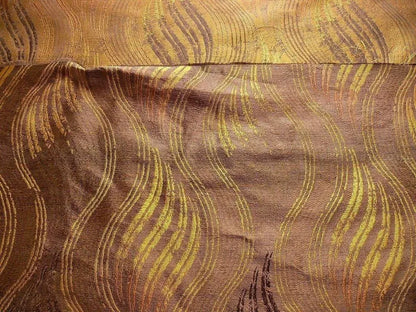 100% SILK LAMPAS CURVY MODERN RIVER "JAVA" BROWN