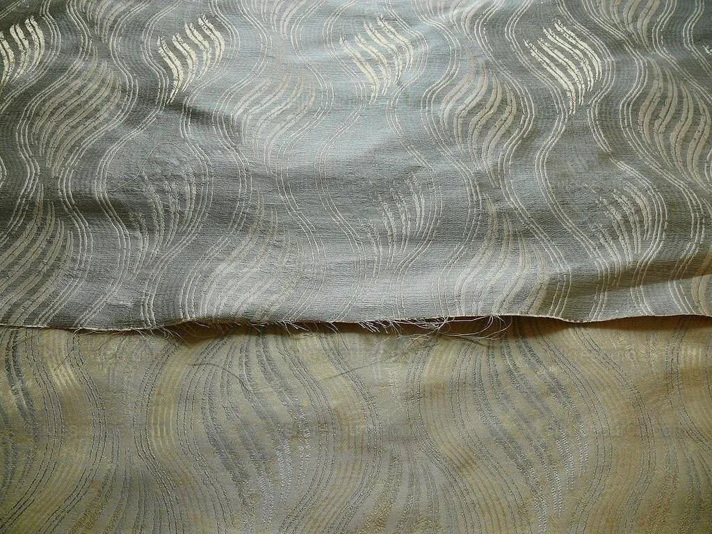 100% SILK LAMPAS CURVY MODERN RIVER "SPA" SILVER