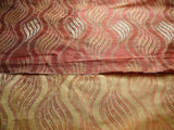 100% SILK LAMPAS CURVY MODERN RIVER "SPICE" RED