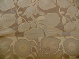 100% SILK LAMPAS LARGE ART DECO FLOWER VINE "TAWNY" TAN
