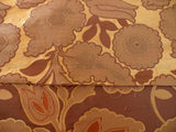 100% Silk Lampas Large Art Deco Flower Vine "cognac" Brown
