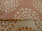 100% Silk Damask Large Modern Pinwheel Sunflower Daisy Sunburst "turquoise" Brown Mid-Century Bty