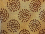 100% Silk Damask Large Modern Pinwheel Sunflower Daisy Sunburst "cocoa" Brown Beige Mid-Century  Bty
