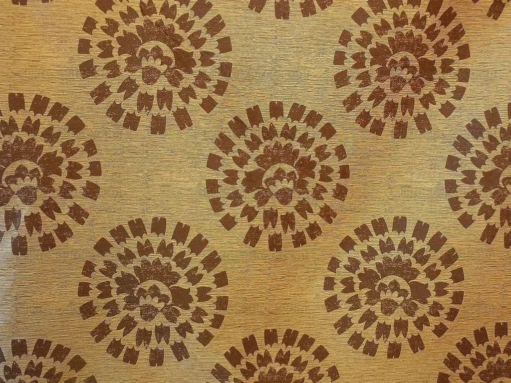 100% SILK DAMASK LARGE MODERN PINWHEEL "COCOA" BROWN BTY