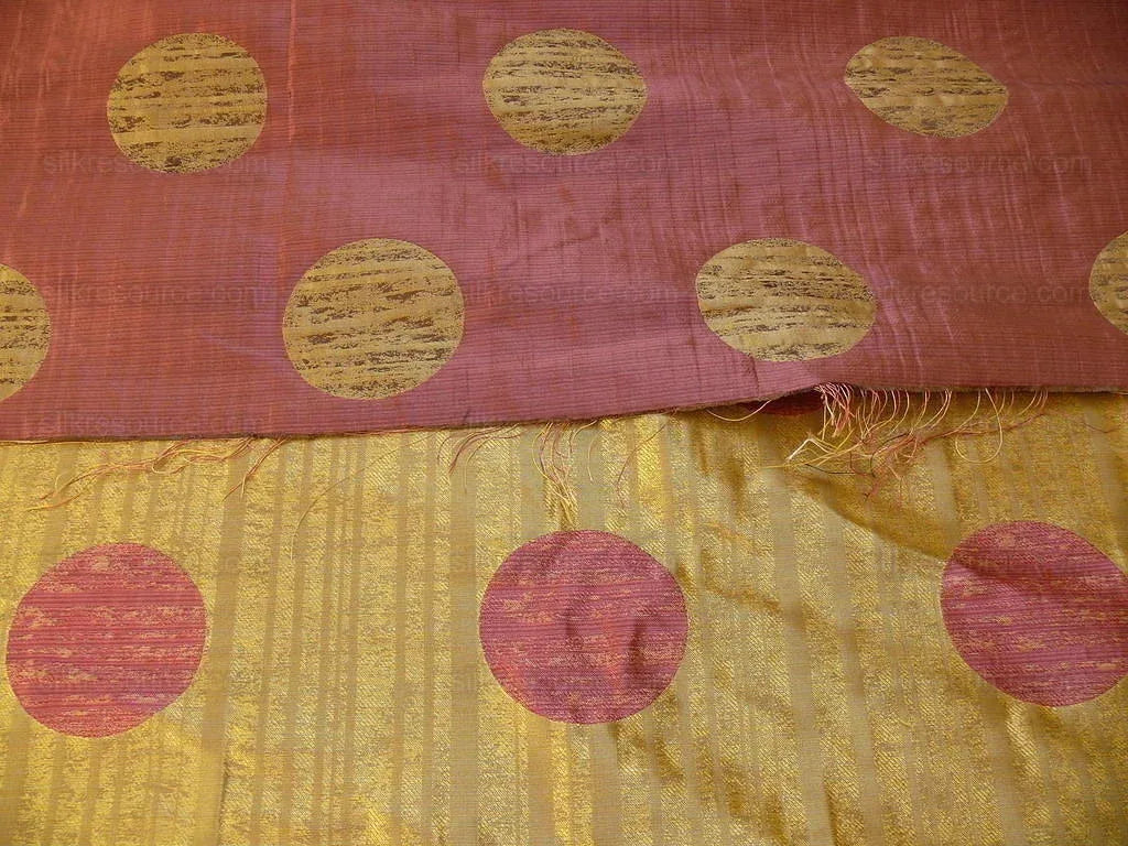 BY YARD 100% SILK DAMASK MOON IN BAMBOO "WINE" MAGENTA
