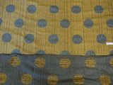By Yd 100% Silk Damask Moon In Bamboo "twilight" Blue Gold