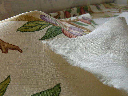 By Yard Brunschwig &amp; Fils "Kumquat Tree" Asian Mandarin Citrus Fruit Tree Pink Purple Green Gold Thick Linen! MSRP USD 305/yard