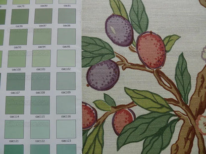 By Yard Brunschwig &amp; Fils "Kumquat Tree" Asian Mandarin Citrus Fruit Tree Pink Purple Green Gold Thick Linen! MSRP USD 305/yard