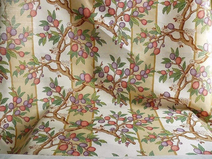 By Yard Brunschwig &amp; Fils "Kumquat Tree" Asian Mandarin Citrus Fruit Tree Pink Purple Green Gold Thick Linen! MSRP USD 305/yard