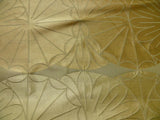 100% Silk Damask Modern Geometric Daisy Round  Sun Burst "blond" Gold Green By yard