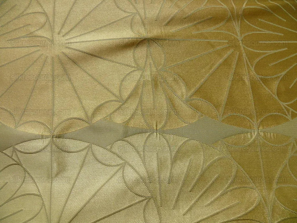 100% SILK DAMASK MODERN GEOMETRIC DAISY ROUND "BLOND" GOLD
