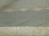100% Silk Damask Modern Geometric Daisy Round  Sun Burst "aspen" Blue Khaki Beige By yard