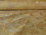 RM COCO 100% SILK LAMPAS AUTUMN TRI-LEAF FLOWER "WHEAT" GOLD