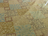 Kravet 100% SILK LAMPAS ASIAN TILE "BLUESTONE" TAN MSRP$216/Y