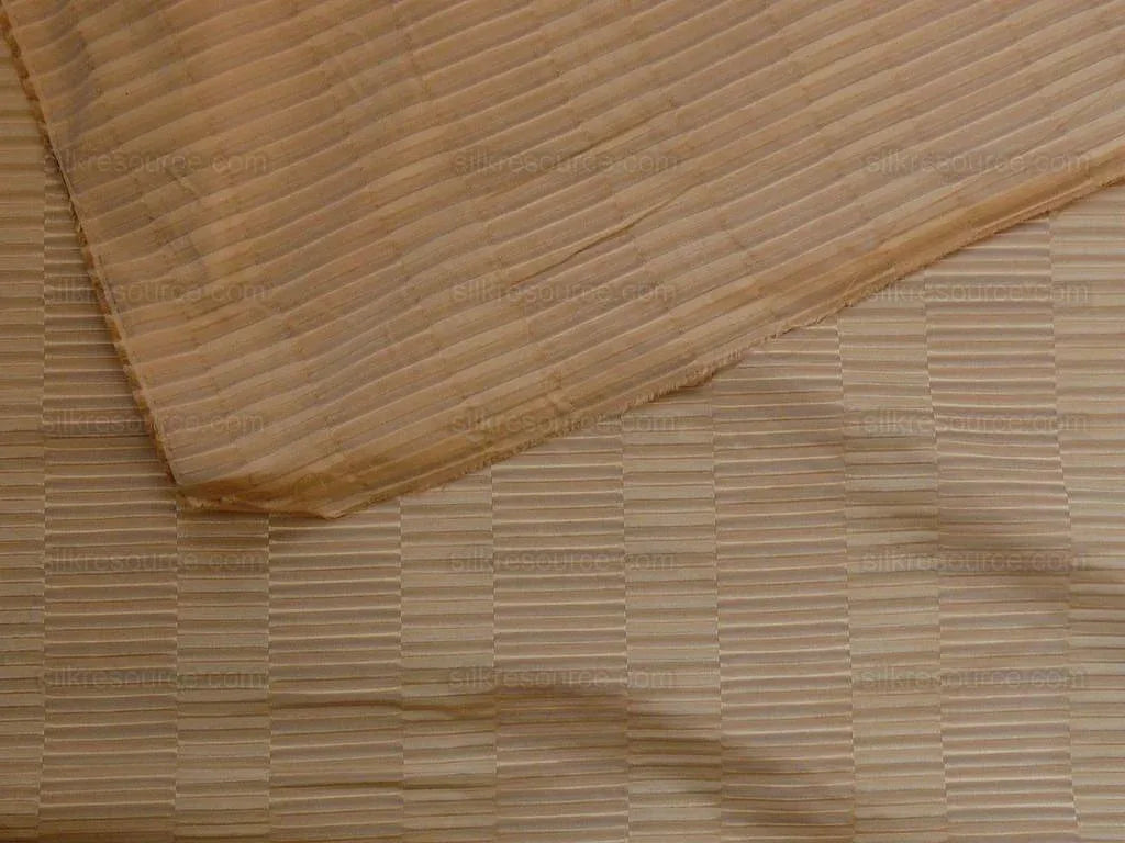 100% SILK JACQUARD PIANO KEY TEXTURE "FLAX" GOLD