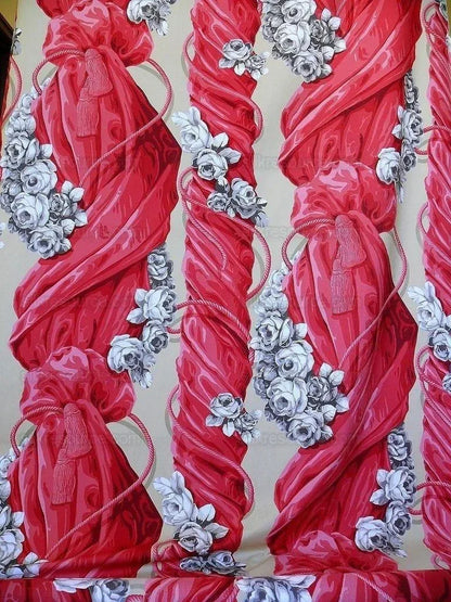 SCALAMANDRE "DIVA" TROMP L'OEIL PINK SILK & WHITE CAMELLIA