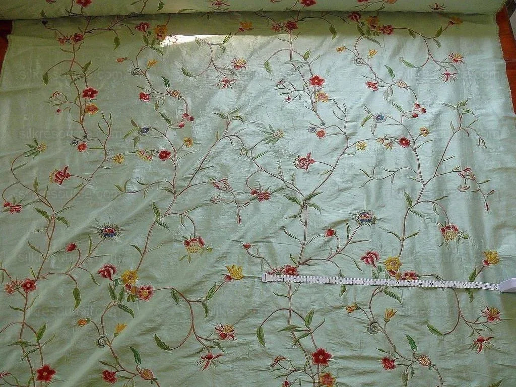 Maxwell "spectacular" Morning Blue Aqua Silk Embroidery