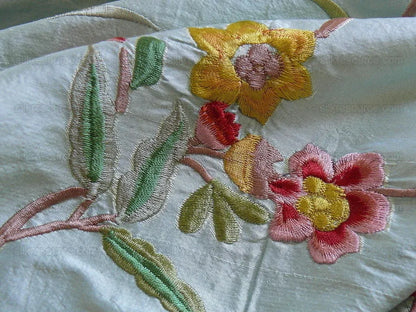 Maxwell "spectacular" Morning Blue Aqua Silk Embroidery