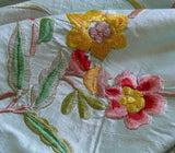 MAXWELL "SPECTACULAR" MORNING BLUE AQUA SILK EMBROIDERY