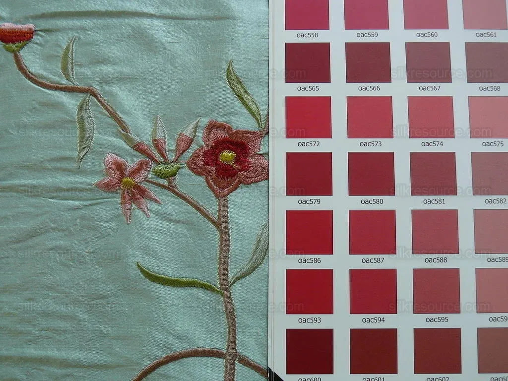 Maxwell "spectacular" Morning Blue Aqua Silk Embroidery