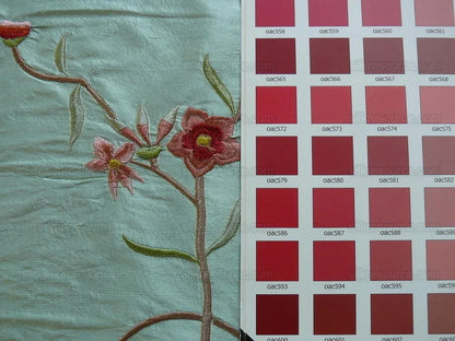 Maxwell "spectacular" Morning Blue Aqua Silk Embroidery