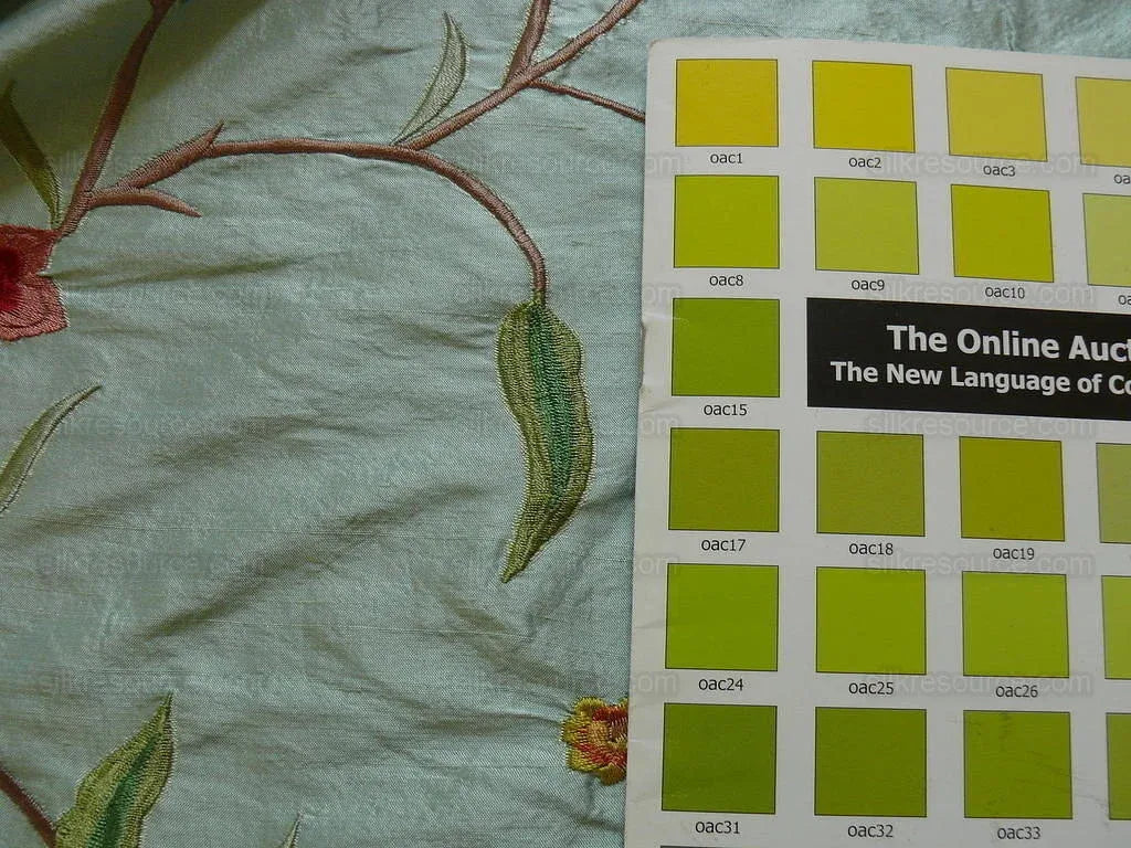 Maxwell "spectacular" Morning Blue Aqua Silk Embroidery