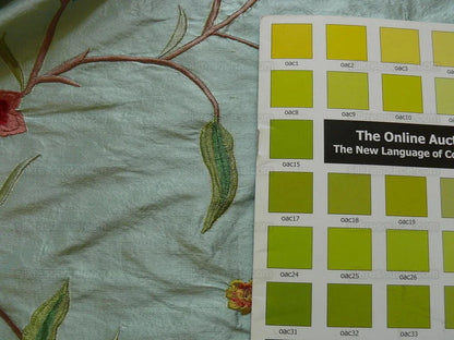 Maxwell "spectacular" Morning Blue Aqua Silk Embroidery