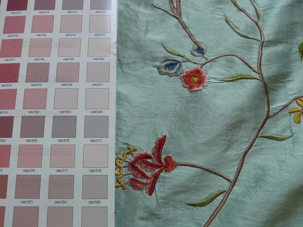 Maxwell "spectacular" Morning Blue Aqua Silk Embroidery