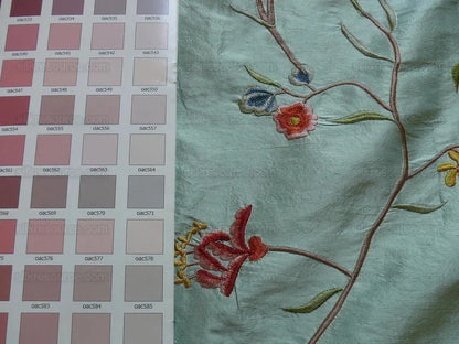 Maxwell "spectacular" Morning Blue Aqua Silk Embroidery