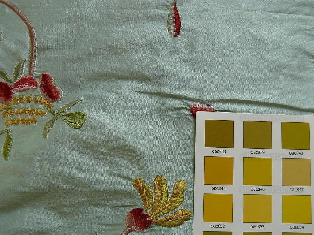 Maxwell "spectacular" Morning Blue Aqua Silk Embroidery