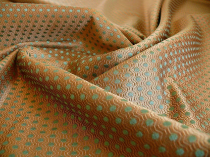 By Yd Brunschwig &amp; Fils Calisson Aqua Green Copper Mini Dot Silk Jacquard