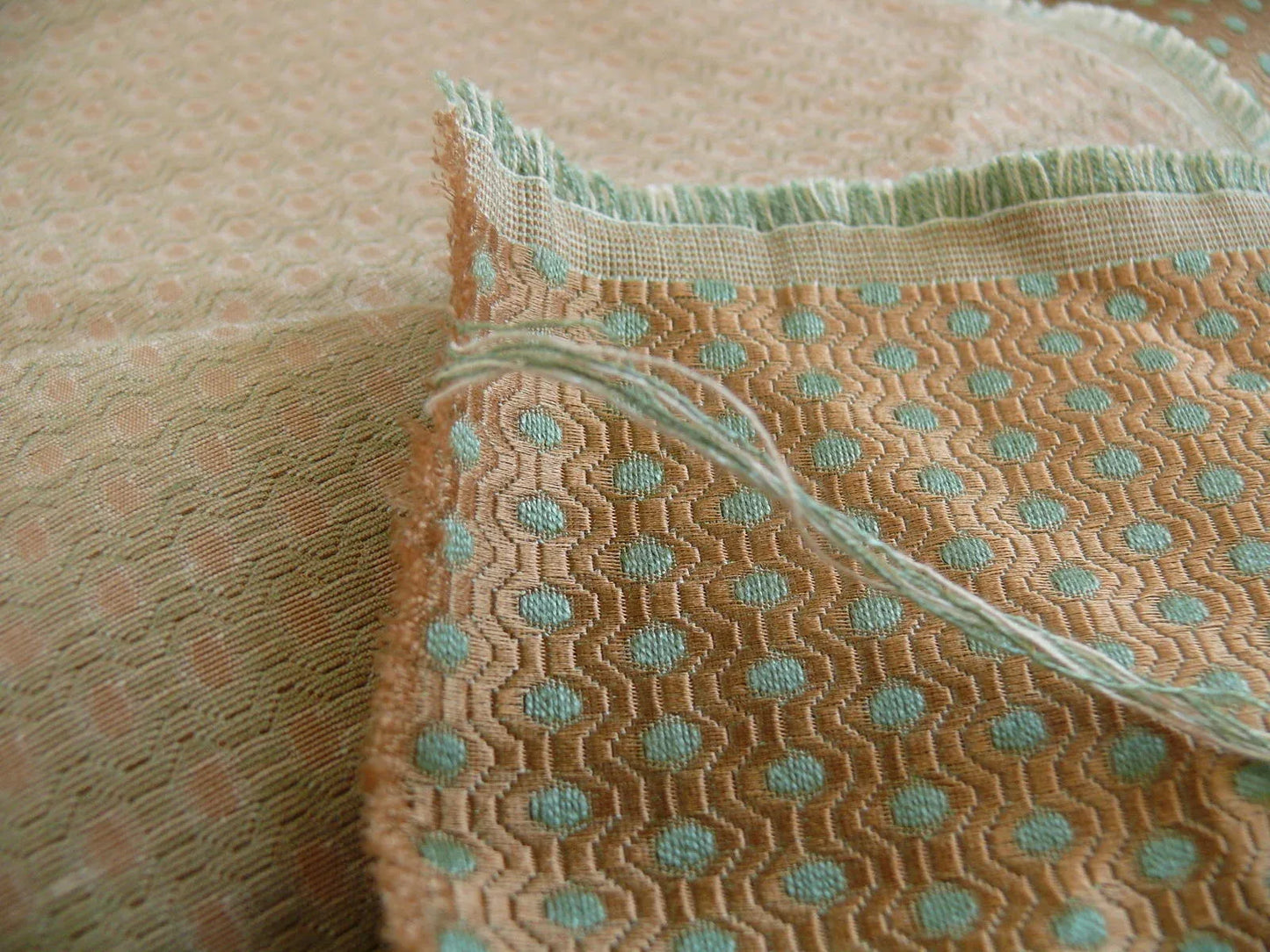 By Yd Brunschwig &amp; Fils Calisson Aqua Green Copper Mini Dot Silk Jacquard